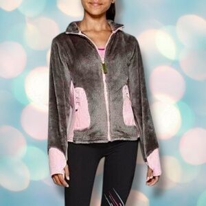 Champion Girl’s Pink Gray Faux Fur Lighweight Jacket Size S 6/6x